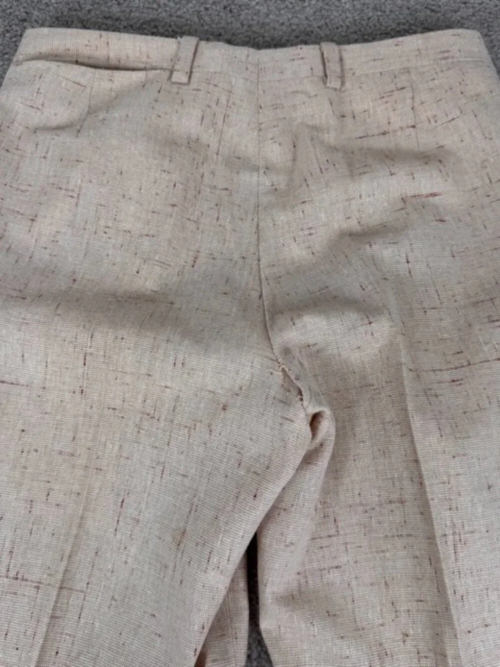 VTG 70’s Men’s Beige Speckled Flared 3pc Suit 36L 30x32 Union USA Made 10” Leg